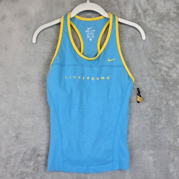 Nike Livestrong Dri-FIT Tank Top Womens Small Blue Racerback Running 372006-486 - Picture 1 of 10